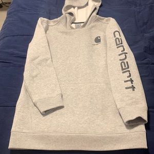 Carhartt Grey and Black Logo Hoodie